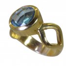 Riyo Blue  Gold Plated Blue Topaz CZ Ring good gemstone wholesale jewelry GPRBTC