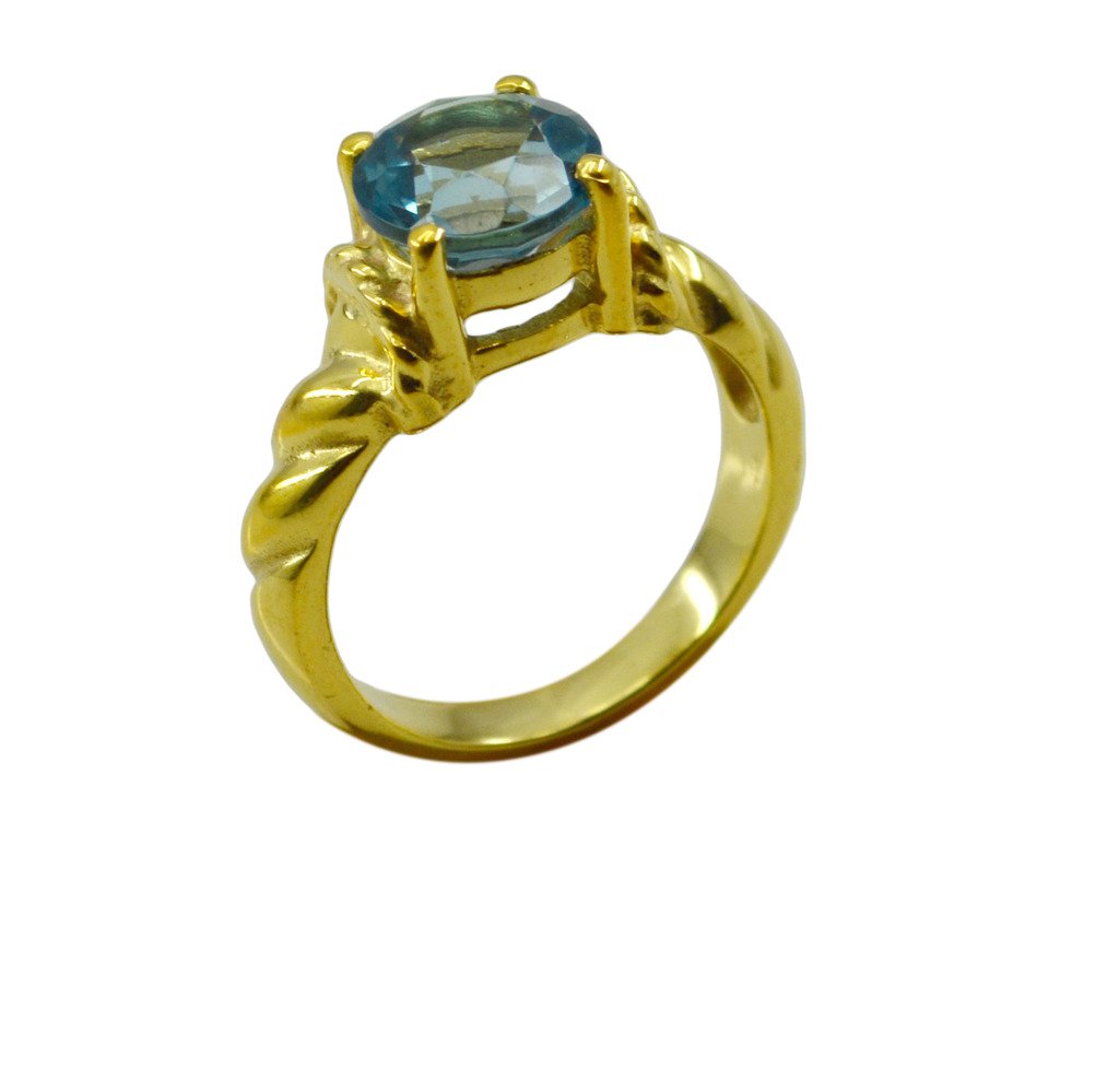 Riyo A Blue Topaz Cz  18kt Gold Plated Striking Ring Gprbtcz80-92102