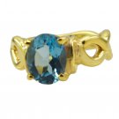 Riyo A Blue Topaz Cz  18kt Gold Plated Smoky Ring Gprbtcz60-92112