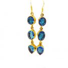 Riyogems Blue Topaz Cz 18k Y Gold Plate Vintage Earring L 2.5in Gpebtcz-92003