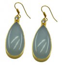 Riyogems A Blue Chalcedony Copper 18kt Gold Plated Textured Earring L 2.5in Gpeb