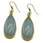 Riyogems A Blue Chalcedony Copper 18kt Gold Plated Textured Earring L 2.5in Gpeb