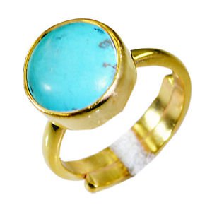Riyo Turquoise 18 Kt Gold Platings Friendship Ring Sz 7 Gprtur7-82044