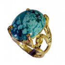 Riyo Turquoise 18 Kt Y Gold Plating Eternity Ring Sz 4.5 Gprtur4.5-82157