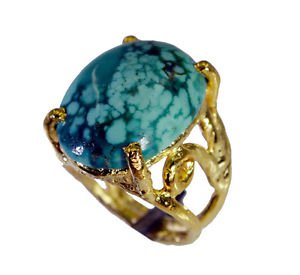 Riyo Turquoise 18 Kt Y Gold Plating Eternity Ring Sz 4.5 Gprtur4.5-82157
