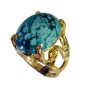Riyo Turquoise 18 Kt Y Gold Plating Eternity Ring Sz 4.5 Gprtur4.5-82157
