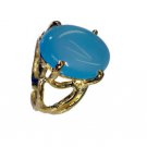 Riyo Blue Chalcedony 18.Kt Gold Platings Beautiful Ring Sz 6.5 Gprbch6.5-8048