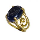 Riyo Moss Agate 18c Ygold Plating Finger Armor Ring Sz 6.5 Gprmoa6.5-51005