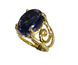 Riyo Moss Agate 18c Ygold Plating Finger Armor Ring Sz 6.5 Gprmoa6.5-51005