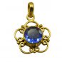 Riyogems A Blue Sapphire Cz Copper 18kt Gold Plated Trendsetting Pendant L 1.5in