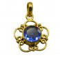 Riyogems A Blue Sapphire Cz Copper 18kt Gold Plated Trendsetting Pendant L 1.5in
