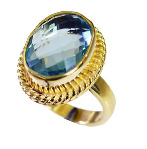 Riyo Blue Topaz Cz 18 Ct Gold Plating Gimmal Ring Sz 7.5 Gprbtcz7.5-92063