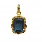 Riyogems A Blue Topaz Cz Copper 18kt Gold Plated Textured Pendant L 1.5in Gppbtc