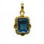 Riyogems A Blue Topaz Cz Copper 18kt Gold Plated Textured Pendant L 1.5in Gppbtc