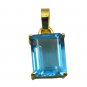 Riyogems A Blue Topaz Cz Copper 18kt Gold Plated Unique Pendant L 1.25in Gppbtcz