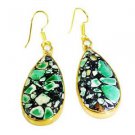 Riyogems Turquoise Wholesale Gold Plated Earrings L 2.2in Gpetur-82015