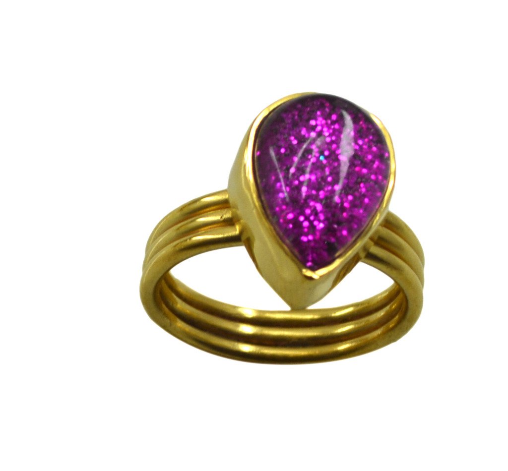 Riyo  Dichroic Glass  18kt Gold Plated High Class Ring Gprdgl75-22019