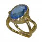 Riyo Blue Gold Plated Blue Topaz CZ Ring mesmeric gemstone handmade jewelry GPR