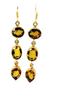 Riyogems Citrine Cz 18 Ct Ygold Plated Evening Wear Earring L 2.5in Gpecicz-9400