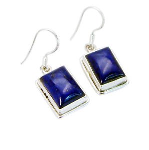 Riyo Blue Lapis Lazuli 925 Solid Sterling Silver Bejeweled Earring L 1.2in Sella