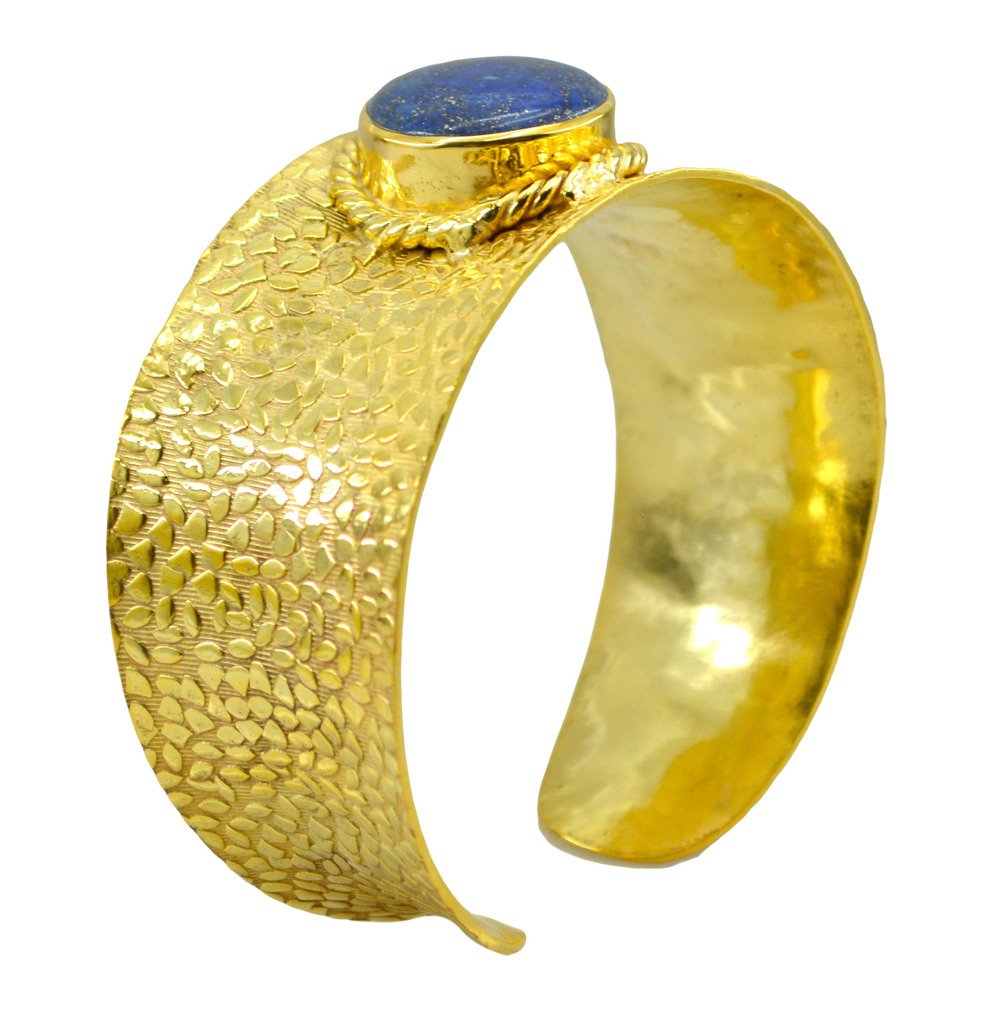 Riyo   Gemstone  18kt Gold Plated One Of A Kind Bangle W 1.25in Gpbmul-52022