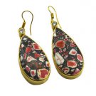 Riyogems A Turquoise Copper 18kt Gold Plated Reliable Earring L 2.5in Gpetur-820