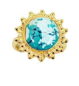 Riyo Turquoise 18 Ct Gold Plating Class Ring Sz 7 Gprtur7-82139