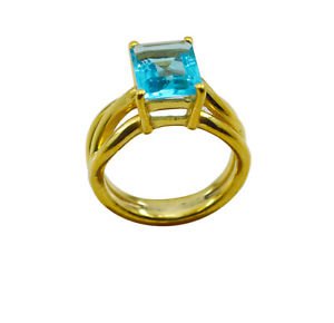 Riyo A Blue Topaz Cz  18kt Gold Plated Small Ring Gprbtcz60-92109