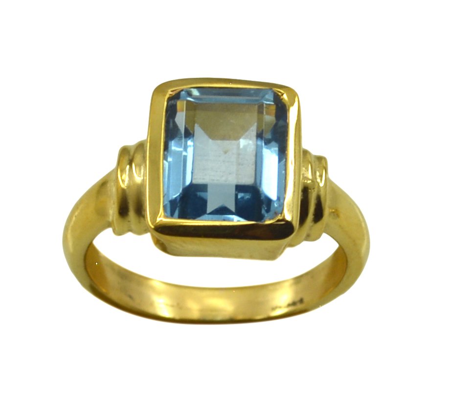 Riyo A Blue Topaz Cz  18kt Gold Plated Solid Ring Gprbtcz75-92122