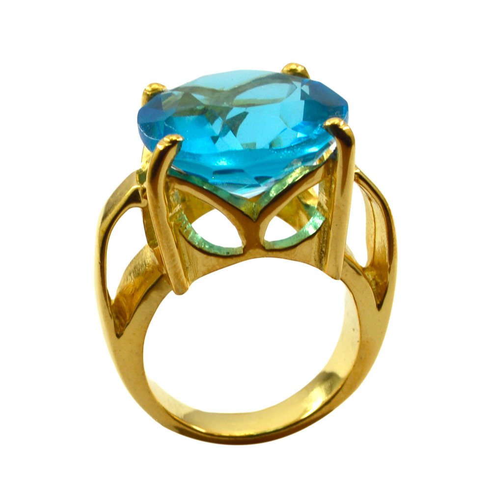 Riyo A Blue Topaz Cz  18kt Gold Plated Sophisticated Ring Gprbtcz60-92141