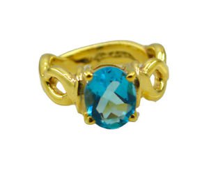 Riyo A Blue Topaz Cz  18kt Gold Plated Streamlined Ring Gprbtcz70-92113