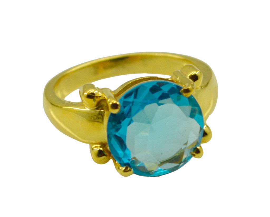 Riyo A Blue Topaz Cz  18kt Gold Plated Sparkling Ring Gprbtcz70-92103