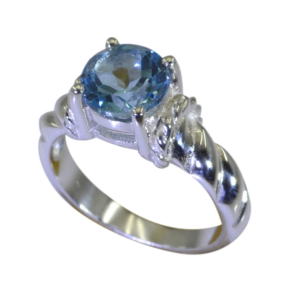 Riyo A Blue Topaz 925 Solid Sterling Silver Hand Hammered Ring Srbto70-10111