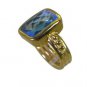 Riyo Blue Gold Plated Blue Topaz CZ Ring refined gemstone jewelry GPRBTCZ60-921