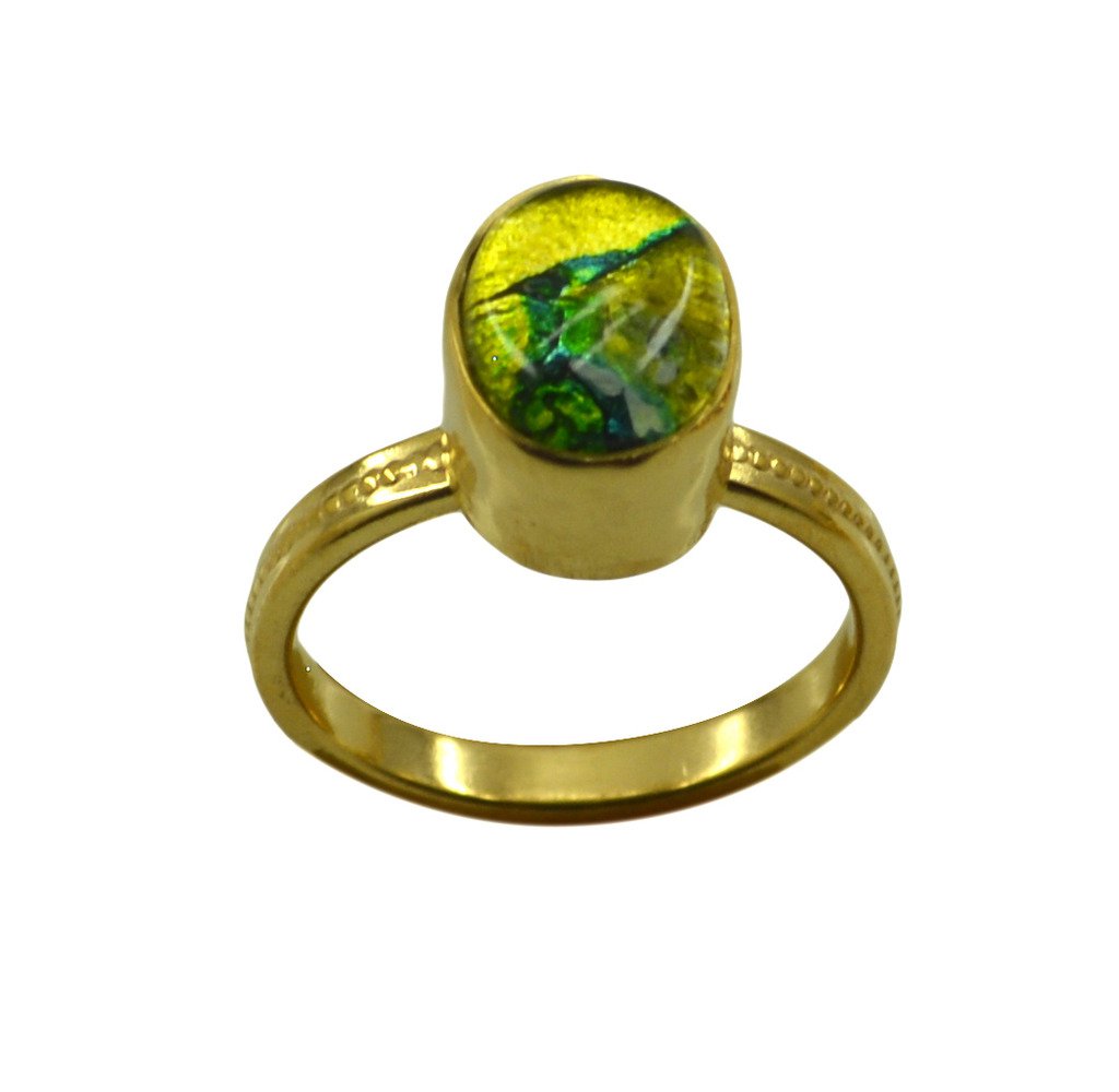 Riyo  Dichroic Glass  18kt Gold Plated Hand Finished Ring Gprdgl70-22043