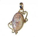 Riyogems Picture Jasper 18kt Gold Plated Swirl Pendant L 1.7in Gppjas-40034