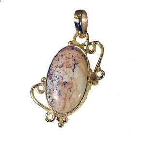 Riyogems Picture Jasper 18kt Gold Plated Swirl Pendant L 1.7in Gppjas-40034
