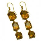 Riyogems Golden Citrine Cz Copper 18kt Gold Plated Flawless Earring L 2.5in Gpec