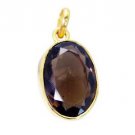 Riyogems Smoky Quartz Jewellery Gold Plated Peace Pendants L 1.2in Gppsqu-76024