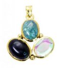 Riyogems Multi Turquoise Rhodium Plate Fox Pendants L 1.5in Gppmul-52020