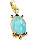 Riyogems Turquoise 18c Ygold Plating Buckle Pendants L 2.1in Gpptur-82078