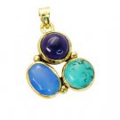 Riyogems Multi Turquoise 18 Ct Graduated Pendant L 1.5in Gppmul-52024