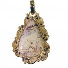 Riyogems Picture Jasper Rhodium Plate Solitaire Pendants L 1.7in Gppjas-40025