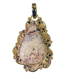 Riyogems Picture Jasper Rhodium Plate Solitaire Pendants L 1.7in Gppjas-40025