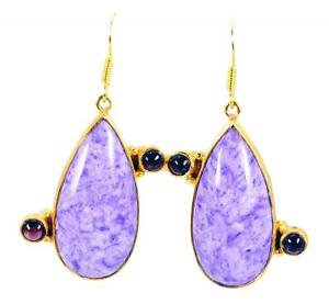 Riyogems Charolite 18kt Gold Plating Jaipur Jewellery L 2.7in Gpecha-112003