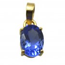 Riyogems A Blue Sapphire Cz Copper 18kt Gold Plated Tiny Pendant L 1.25in Gppbsc