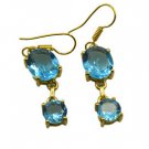 Riyogems A Blue Topaz Cz Copper 18kt Gold Plated Tiny Earring L 1.5in Gpebtcz-92