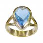 Riyo Blue  Gold Plated Blue Topaz CZ Ring excellent funky handmade jewelry GPRBT
