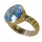 Riyo Blue  Gold Plated Blue Topaz CZ Ring bonny gemstone jewelry supplies GPRBTC
