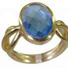 Riyo Blue  Gold Plated Blue Topaz CZ Ring teasing gemstone jewelry online GPRBTC